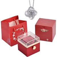 Typecat Coffret de roses naturelles éternelles avec gravure de collier et rose, personnalisé pour petite amie