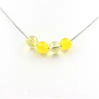 Bijoux Pierres et Minéraux. Collier perles Agate jaune + Citrine 8 mm Chaine en acier inoxydable.