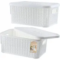 Kadax Panier 6L Récipient avec Couvercle Blanc 2 pcs