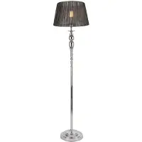 Helloshop26 Lampadaire lampe sur pied métal et tissu chrome et gris 03_0002456