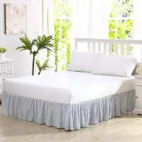 Laura Ashley Home - Jupe de lit volants en coton, l g re et d corative, style classique (lit simple bleu)