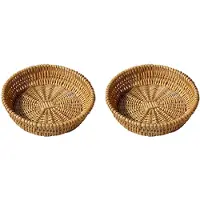Semoic Lot de 2 paniers tressés à la main, paniers de service en osier pour pain, fruits et légumes