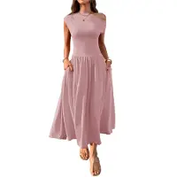 Semoic Robe longue sans manches pour femme, été 2025, One Shou