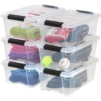 Iris USA 13 QT QT BATES DE Rangement en plastique empilables avec couvercles 6 pack - sans BPA Fabrique aux Etats-Unis - Solution d'organisation