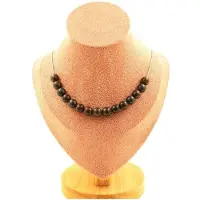Bijoux Pierres et Minéraux. Collier 15 perles Bronzite 8 mm. Chaine en acier inoxydable Collier femmes, hommes. Taille personnalisable.
