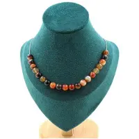 Bijoux Pierres et Minéraux. Collier 20 perles Agate de Rêve 8 mm. Chaine en acier inoxydable Collier femmes, hommes. Taille personnalisabl