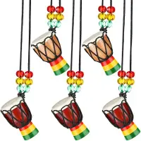 Typecat Lot de 5 mini pendentifs pour instruments de musique, djembé, en bois africain, percussions et percussions