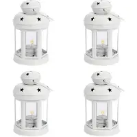 Typecat 4X Lanternes une Bougie Suspendues en Métal Vintage, Photophore, Chandelier pour Mariage, Maison, Cadeau de Fêtes D'Anniversaire-Blanc