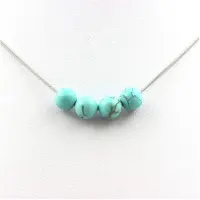 Bijoux Pierres et Minéraux. Collier perles Howlite Turquoise 8 mm. Chaine en acier inoxydable. Collier femmes, hommes. Taille personnalisa