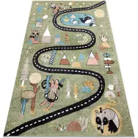 Rugsx Tapis FUN Route pour enfants, rue, animaux vert 160x220 cm