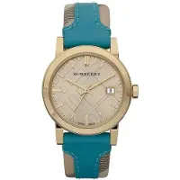 Burberry Montre The City pour femme, dorée et turquoise