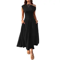 Semoic Robe longue sans manches pour femme, été 2025, One Shou