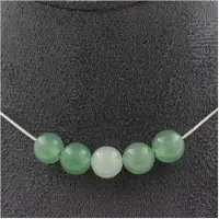 Bijoux Pierres et Minéraux. Collier 5 perles Aventurine 8 mm. Chaine en acier inoxydable Collier femmes, hommes. Taille personnalisable.