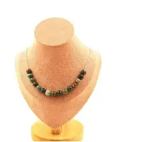 Bijoux Pierres et Minéraux. Collier 15 perles Agate Indienne 8 mm. Chaine en acier inoxydable Collier femmes, hommes. Taille personnalisab