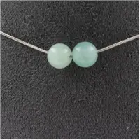 Bijoux Pierres et Minéraux. Collier 2 perles Angélite 8 mm. Chaine en acier inoxydable Collier femmes, hommes. Taille personnalisable.