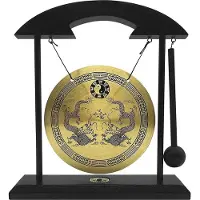 Typecat Gong de bureau - Ornement Feng Shui en laiton avec support et maillet, décoration d'intérieur chinoise délicate,