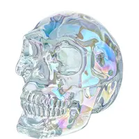 Exogio Statue de tête de mort en cristal faite à la main de 7,6 cm, décoration en verre coloré, cadeaux pour Halloween et le Jour des morts