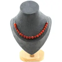 Bijoux Pierres et Minéraux. Collier 20 perles Agate rouge 8 mm. Chaine en acier inoxydable Collier femmes, hommes. Taille personnalisable.
