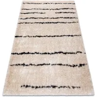 Rugsx Tapis FLUFFY 2371 shaggy Rayures - crème / anthracite 180x270 cm