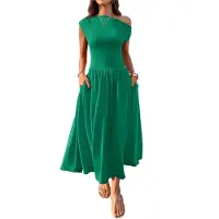 Semoic Robe longue sans manches pour femme, été 2025, One Shou