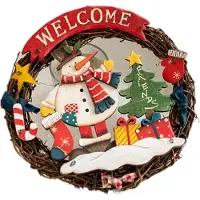 Jojomino Décoration de Noël à suspendre sur une porte, couronne, décorations de Noël, plaque de bienvenue, décoration murale B