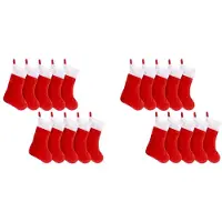 Semoic 20PCS Feutre Rouge Bas de Noël Porte-Bas de Noël Chaussettes Maison Cheminée Cadeau Sacs de Rangement pour Les Vacances