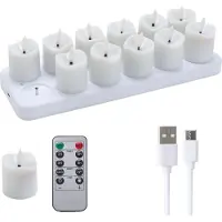 Melitt Bougies Chauffe-Plat Rechargeables Sans Flamme avec Station de Charge, Lot de 12 Bougies Chauffe-Plat LED avec Télécommande et Minuterie