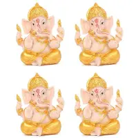 Jojomino 4X Haidianzi Or Seigneur Ganesha Bouddha Statue Éléphant Dieu Sculptures Figurines Ganesh