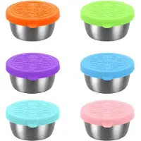 Torribaly Lot de 6 contenants à vinaigrette à emporter, petits contenants à condiments réutilisables de 40 ml avec couvercles, en silicone anti-fuite