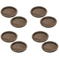Melitt 8 Pièces Séries Bougeoir Plateau en Bois Rustique - Petite Assiette Décorative Pilier Bougeoir Bois pour Table à Manger Ferme