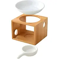 Melitt 1 Diffuseur D'Huiles Essentielles en Bambou, Brûleur à Huile Aromatique, Porte-Bougie Chauffe-Plat, Chauffe-Huiles D'Aromathérapie