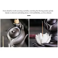 Exogio Brûleur d'encens à reflux en forme de main de Bouddha, porte-encens vintage en forme de lotus, porte-bonheur pour église, charbon de bois A