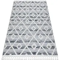 Rugsx Tapis SEVILLA Z555A treillis, diamants gris / blanc Franges berbère marocain shaggy 180x270 cm