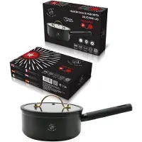 ROYAL SWISS Casserole - - 18 cm - Revêtement marbre antiadhésif - Couvercle silicone - Poignée ergonomique