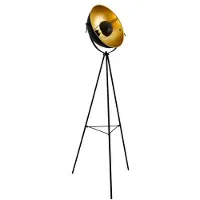 Helloshop26 Lampadaire trépied moderne lampe sur pied design E27 métal hauteur 158 cm noir laiton 03_0005253