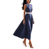 Semoic Robe d'été vintage pour femme, coupe ample, sans manches