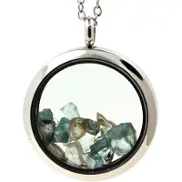 Bijoux Pierres et Minéraux. Collier Zircon brut. Modèle Médaillon 30 mm. Couleur Argent.