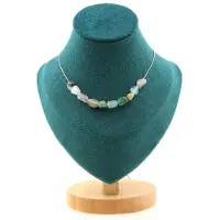 Bijoux Pierres et Minéraux. Collier 10 perles Opale multicolore d'Australie. Chaine en acier Collier femmes, hommes. Taille personnalisabl
