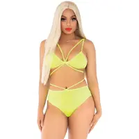 Leg avenue Haut soutien-gorge à bretelles cage opaque 2 pièces - O/S / JAUNE FLUO