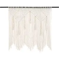 Semoic Tenture murale en macramé, corde en coton bohème tissée à la main