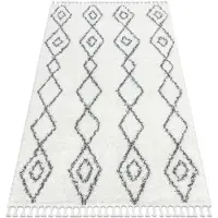 Rugsx Tapis UNION 3374 Diamants, chaîne crème et gris Franges berbère marocain shaggy 120x170 cm