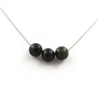 Bijoux Pierres et Minéraux. Collier 3 perles Séraphinite 8 mm Chaine en acier inoxydable.