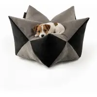 Lionto Coussin étoile, coussin stylé en imitation daim avec housse amovible, antidérapant & respirant, 60x35cm, gris/noir