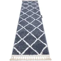 Rugsx Le tapis, le tapis de couloir BERBERE CROSS gris - pour la cuisine, l'antichambre, le couloir 60x300 cm