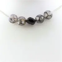 Bijoux Pierres et Minéraux. Collier perles Tourmaline Schorl du Brésil + Agate veines de Dragon 8 Collier femmes, hommes. Taille personnal