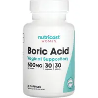 Nutricost , Femmes, Acide Borique, Suppositoire Vaginal, 600 mg, 30 Capsules