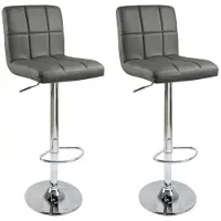Helloshop26 Tabourets de bar design en synthétique set de 2 gris 19_0000456