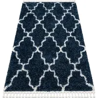 Rugsx Tapis UNION 3488 Trèfle marocain Trellis bleu et crème Franges berbère marocain shaggy 140x190 cm