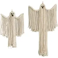 Exogio Lot de 2 tentures murales en macramé pour Halloween, style sorcière et effrayant, décoration d'intérieur, style gothique et bohème.