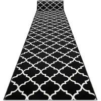 Rugsx TAPIS DE COULOIR BCF MORAD Trelis Treillis marocain noir / crème 60 cm 60x420 cm